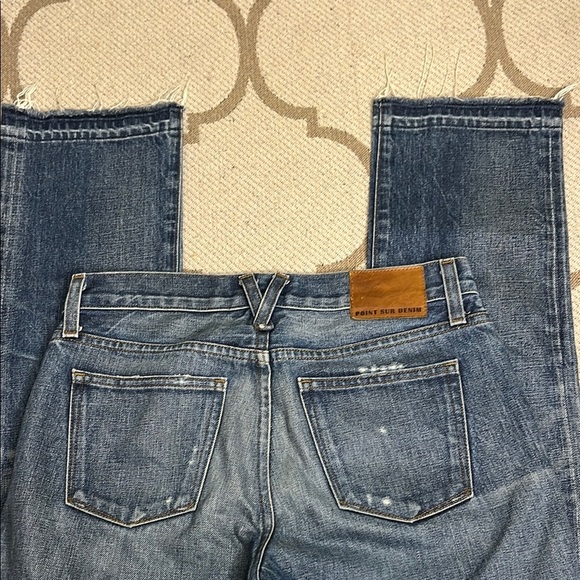Point Sur Denim straight leg distressed raw hem Jeans - Picture 3 of 17